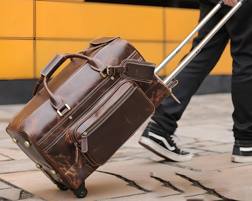 leather carry on duffel